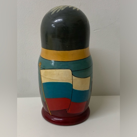 1990s Vintage Soviet Era Hand Painted Wooden Historic Russian Leaders Matryoshka - Picture 8 of 15